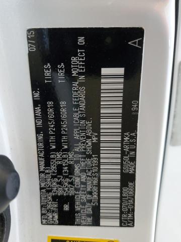 5TDKKRFH6FS101991 - 2015 TOYOTA HIGHLANDER XLE WHITE photo 13