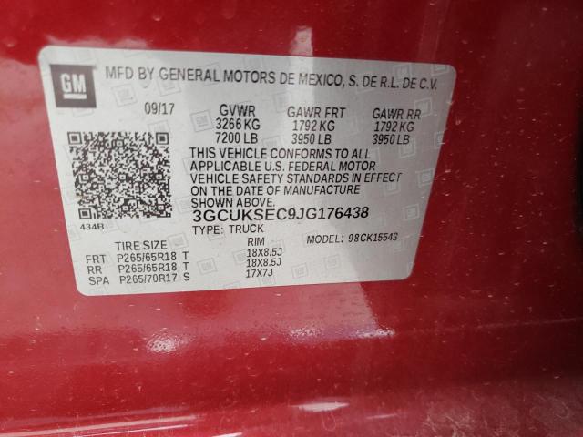 3GCUKSEC9JG176438 - 2018 CHEVROLET SILVERADO K1500 LTZ RED photo 12