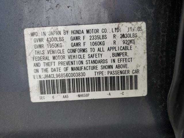 JH4CL96856C003830 - 2006 ACURA TSX CHARCOAL photo 12