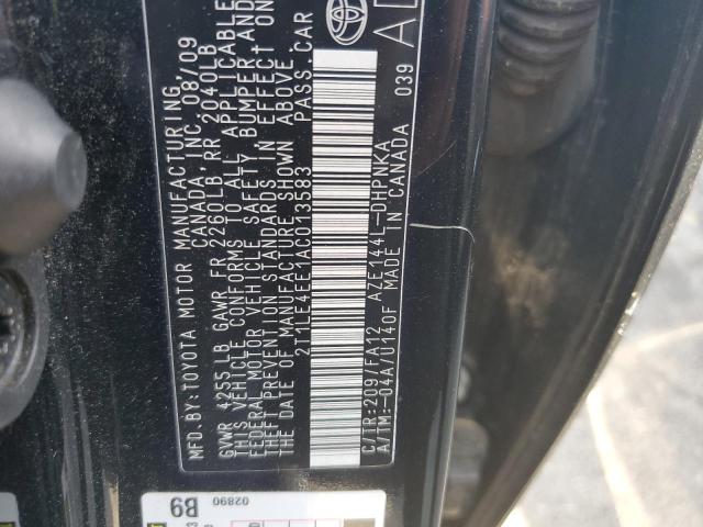 2T1LE4EE1AC013583 - 2010 TOYOTA MATRIX S BLACK photo 12