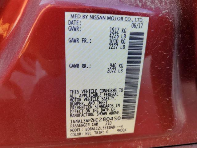 1N4AL3AP2HC280450 - 2017 NISSAN ALTIMA 2.5 BURGUNDY photo 13