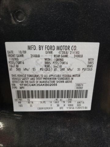 1FMCU4K35AKB02055 - 2010 FORD ESCAPE HYBRID CHARCOAL photo 13