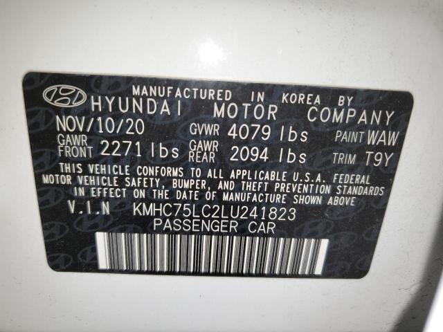 KMHC75LC2LU241823 - 2020 HYUNDAI IONIQ SE WHITE photo 12