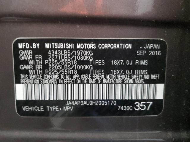 JA4AP3AU9HZ005170 - 2017 MITSUBISHI OUTLANDER ES BROWN photo 14