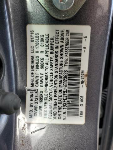 19XFC2F53GE023628 - 2016 HONDA CIVIC LX GRAY photo 12