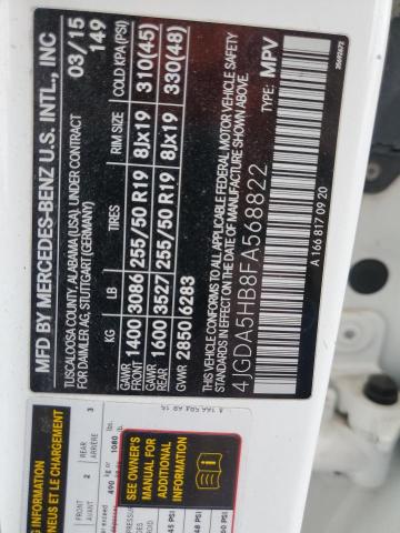 4JGDA5HB8FA568822 - 2015 MERCEDES-BENZ ML 350 4MATIC WHITE photo 13