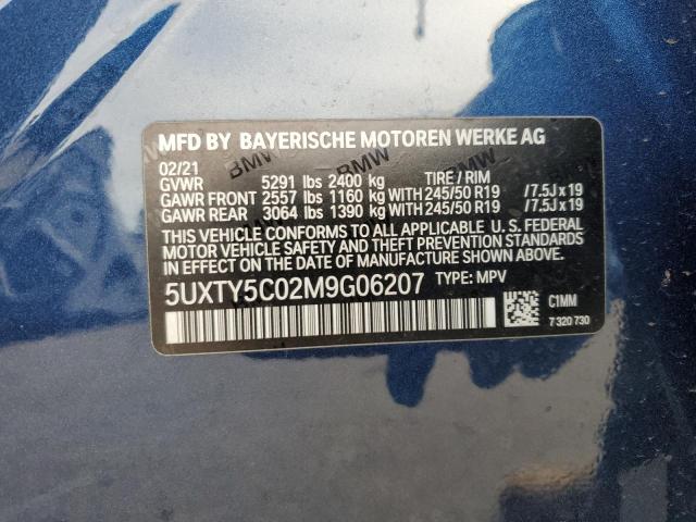 5UXTY5C02M9G06207 - 2021 BMW X3 XDRIVE30I BLUE photo 13