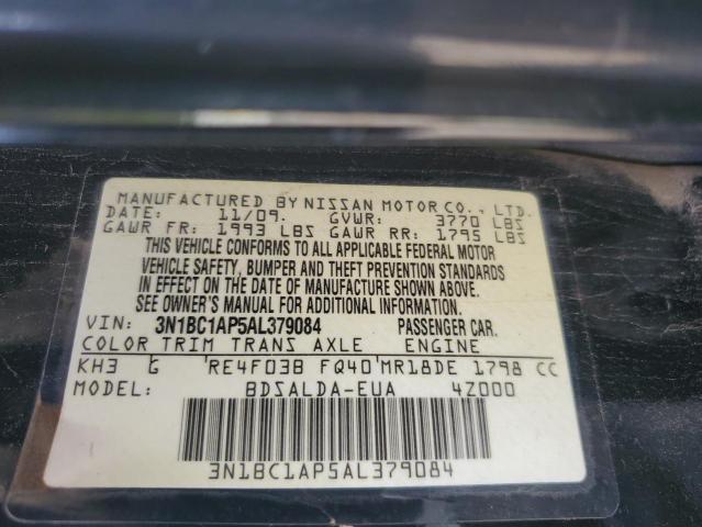 3N1BC1AP5AL379084 - 2010 NISSAN VERSA S BLACK photo 12