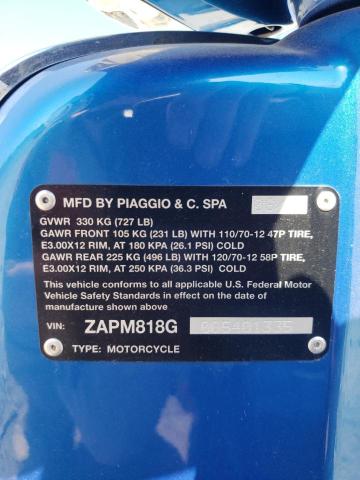 ZAPM818G0G5401335 - 2016 VESPA SPRINT 150 3V BLUE photo 10