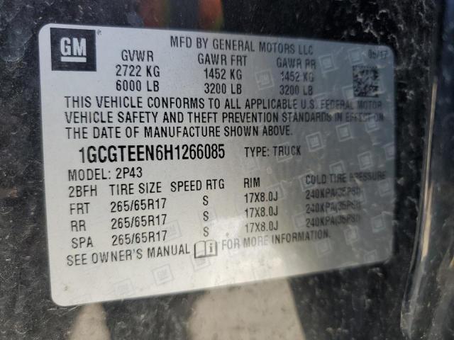 1GCGTEEN6H1266085 - 2017 CHEVROLET COLORADO ZR2 BLACK photo 12