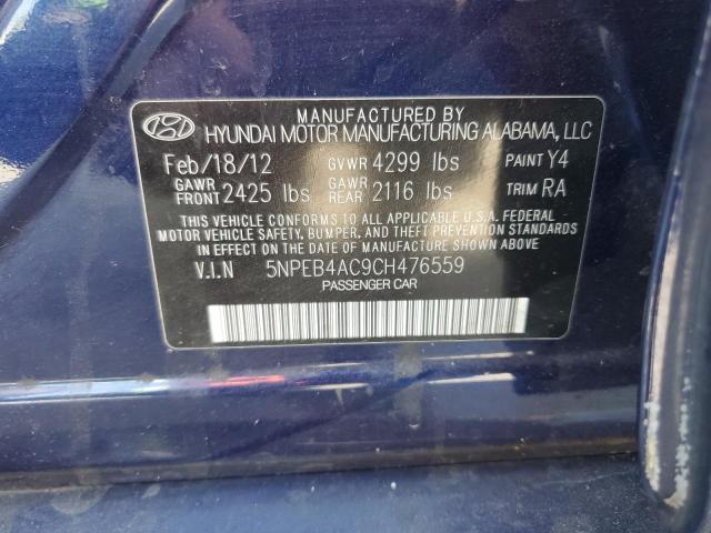 5NPEB4AC9CH476559 - 2012 HYUNDAI SONATA GLS BLUE photo 13