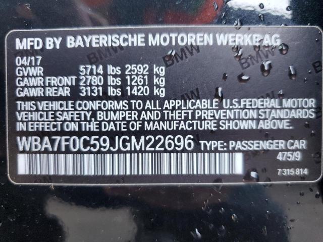 WBA7F0C59JGM22696 - 2018 BMW 750 I BLACK photo 12