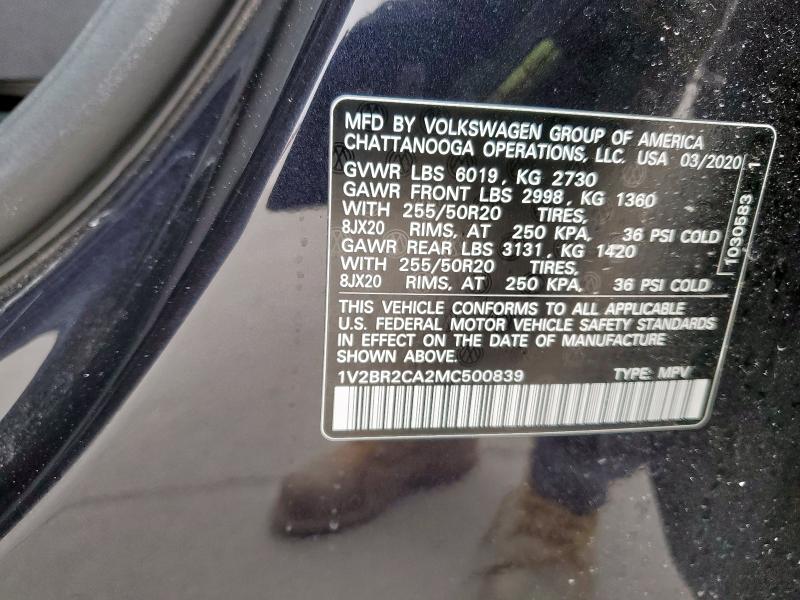 1V2BR2CA2MC500839 - 2021 VOLKSWAGEN ATLAS SEL 黑色 照片 14