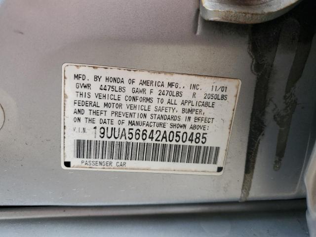 19UUA56642A050485 - 2002 ACURA TL SILVER photo 12