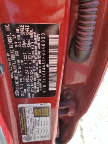 5XYKT4A62EG548030 - 2014 KIA SORENTO LX RED photo 12