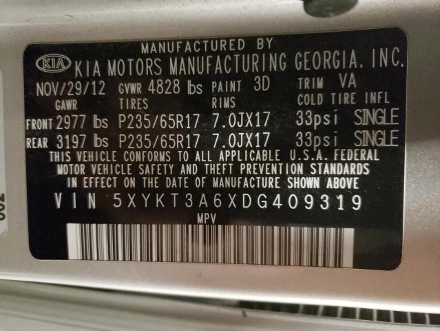 5XYKT3A6XDG409319 - 2013 KIA SORENTO LX SILVER photo 12