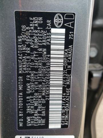 2T1KR32E66C618074 - 2006 TOYOTA COROLLA MA XR GRAY photo 12