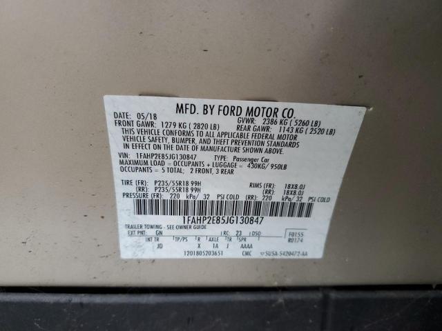 1FAHP2E85JG130847 - 2018 FORD TAURUS SEL TAN photo 12