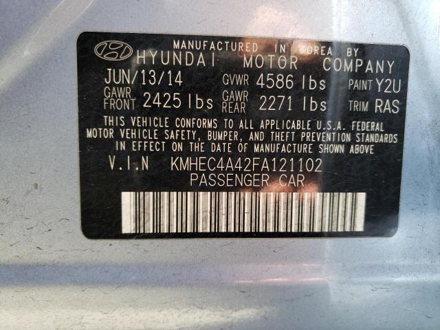 KMHEC4A42FA121102 - 2015 HYUNDAI SONATA HYBRID BLUE photo 12