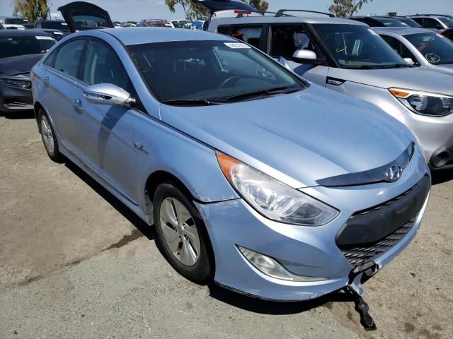 KMHEC4A42FA121102 - 2015 HYUNDAI SONATA HYBRID BLUE photo 4