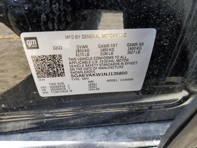 5GAEVAKW1NJ135800 - 2022 BUICK ENCLAVE ESSENCE BLACK photo 13