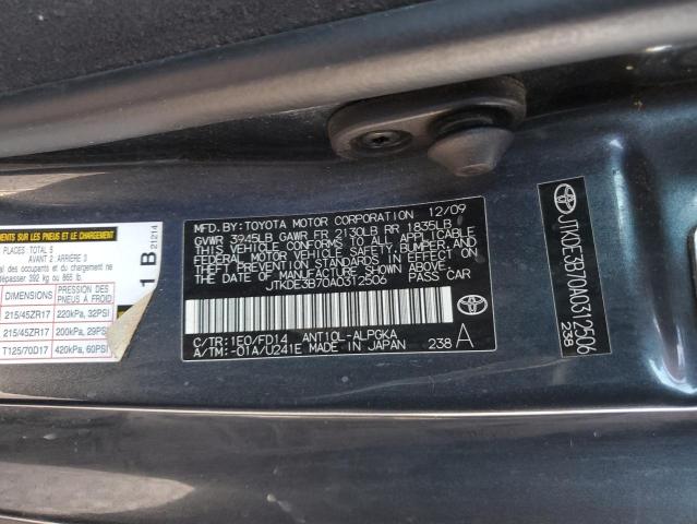 JTKDE3B70A0312506 - 2010 TOYOTA SCION TC ნაცრისფერი ფოტო 12