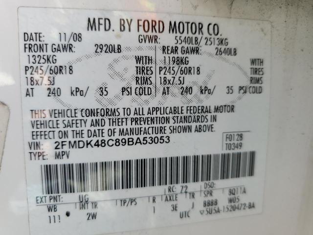 2FMDK48C89BA53053 - 2009 FORD EDGE SEL TWO TONE photo 12