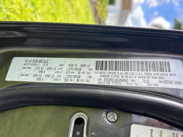 3C6UR5DL8GG284502 - 2016 RAM 2500 SLT შავი ფოტო 10