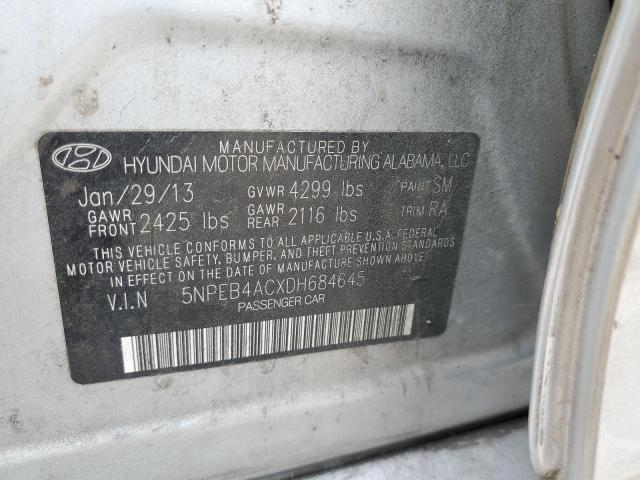 5NPEB4ACXDH684645 - 2013 HYUNDAI SONATA GLS SILVER photo 12