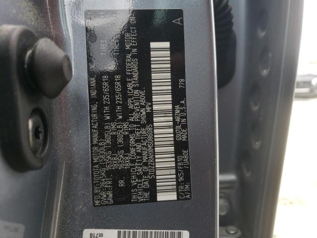 5TDZZRAHXMS086085 - 2021 TOYOTA HIGHLANDER L BLUE photo 13