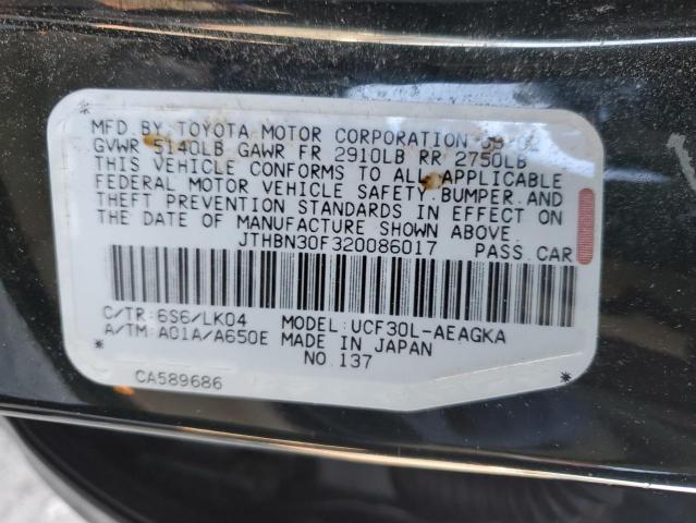 JTHBN30F320086017 - 2002 LEXUS LS 430 BLACK photo 12