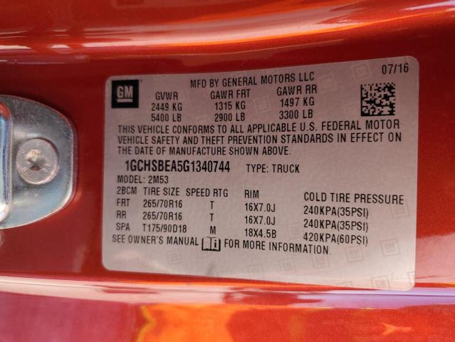 1GCHSBEA5G1340744 - 2016 CHEVROLET COLORADO RED photo 13