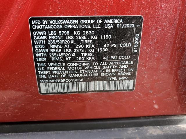 1V2FMPE89PC013066 - 2023 VOLKSWAGEN ID.4 PRO S 红色 照片 12