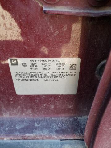 1G11F5SL2FF227986 - 2015 CHEVROLET MALIBU LTZ მუქწითელი ფოტო 13