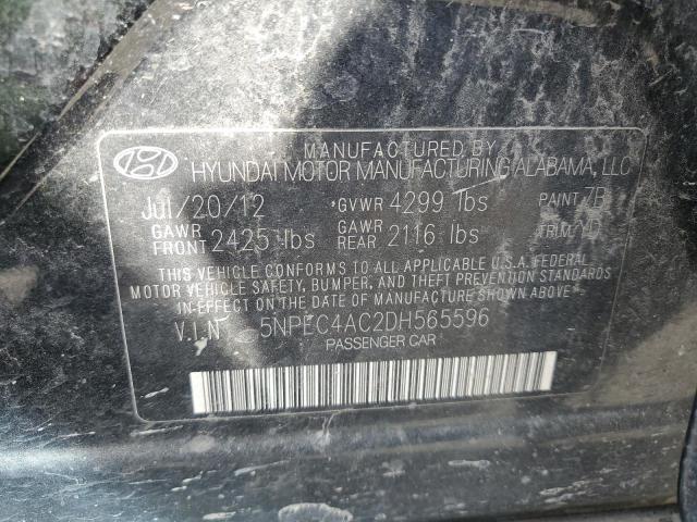 5NPEC4AC2DH565596 - 2013 HYUNDAI SONATA SE BLACK photo 12