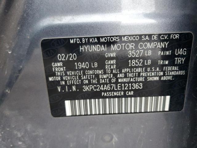 3KPC24A67LE121363 - 2020 HYUNDAI ACCENT SE GRAY photo 13