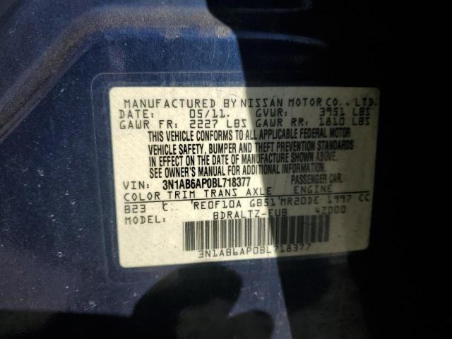 3N1AB6AP0BL718377 - 2011 NISSAN SENTRA 2.0 BLUE photo 12