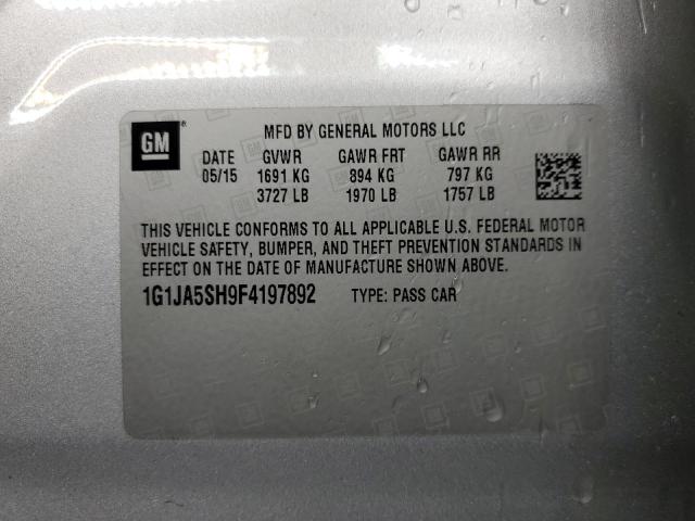 1G1JA5SH9F4197892 - 2015 CHEVROLET SONIC LS 银色 照片 13