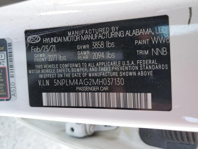 5NPLM4AG2MH037130 - 2021 HYUNDAI ELANTRA SEL WHITE photo 12