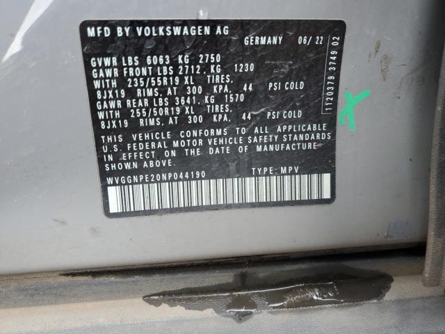 WVGGNPE20NP044190 - 2022 VOLKSWAGEN ID.4 PRO S ნაცრისფერი ფოტო 12