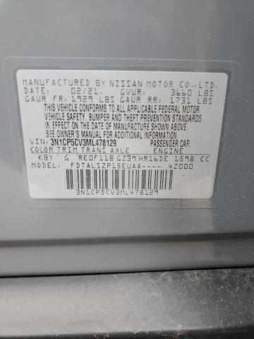 3N1CP5CV3ML478129 - 2021 NISSAN KICKS SV GRAY photo 12