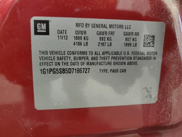 1G1PG5SB5D7186727 - 2013 CHEVROLET CRUZE LTZ RED photo 12