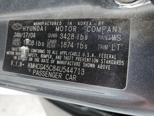 KMHCG45C84U544713 - 2004 HYUNDAI ACCENT GL GRAY photo 12