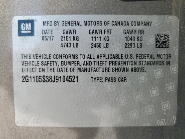 2G1105S38J9104521 - 2018 CHEVROLET IMPALA LT 银色 照片 13