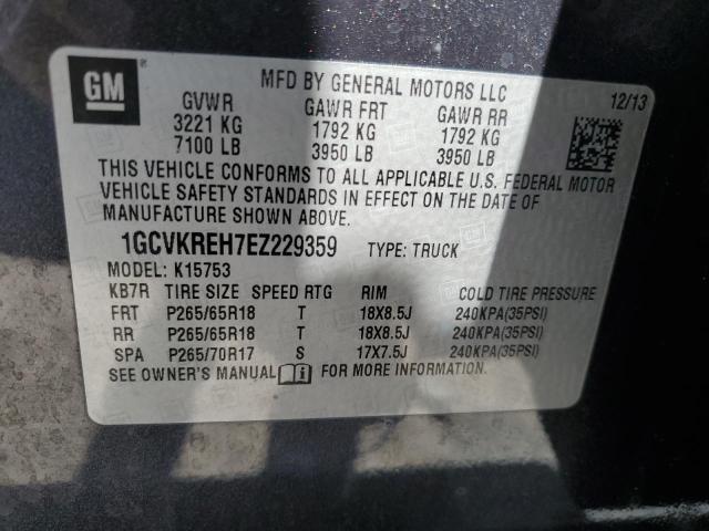 1GCVKREH7EZ229359 - 2014 CHEVROLET SILVERADO K1500 LT CHARCOAL photo 12