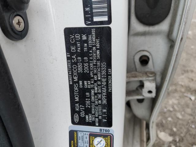 3KPFK4A74HE136335 - 2017 KIA FORTE LX WHITE photo 12