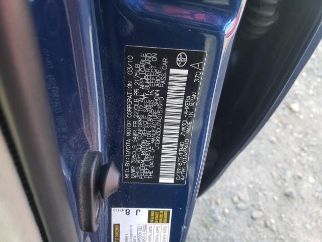 JTDKN3DU7A0157910 - 2010 TOYOTA PRIUS BLUE photo 12