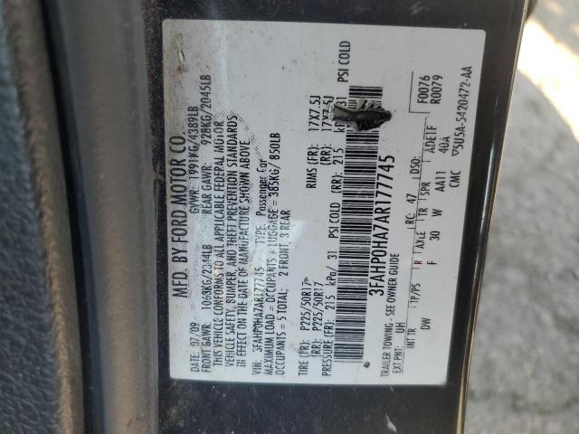 3FAHP0HA7AR177745 - 2010 FORD FUSION SE BLACK photo 12