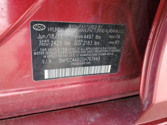 5NPEC4AB2DH767443 - 2013 HYUNDAI SONATA SE RED photo 12