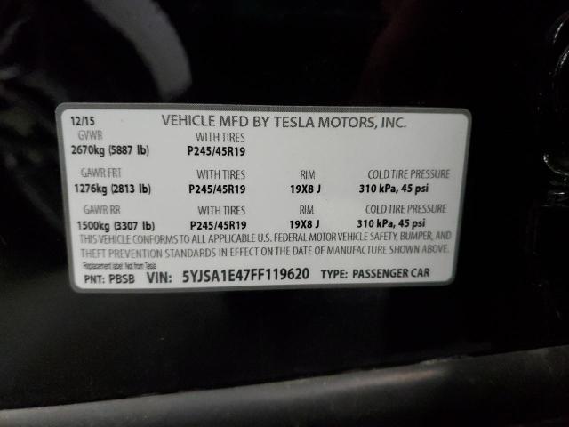 5YJSA1E47FF119620 - 2015 TESLA MODEL S BLACK photo 13